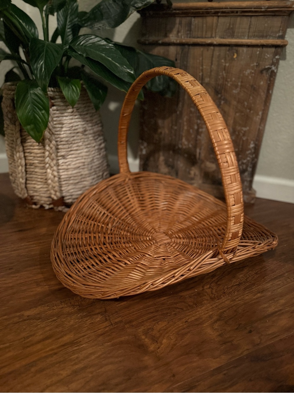 XL Vintage Wicker Flower Gathering Basket French Style 23”